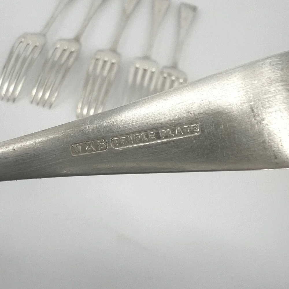 W&S Flatware Set Silver Plate Triple Plate Hotel Grade 14pc Ladle Fork Spoon